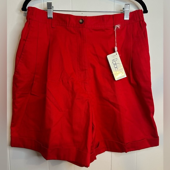 Rafaella Red High-Waisted Bermudas Relaxed Fit - Picture 1 of 4